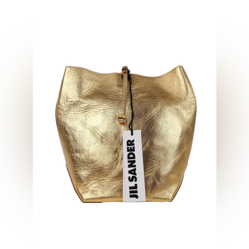 🔥100% Authentic Jil Sander Gold Lunch Bag Clutch/Tag Included 🔥